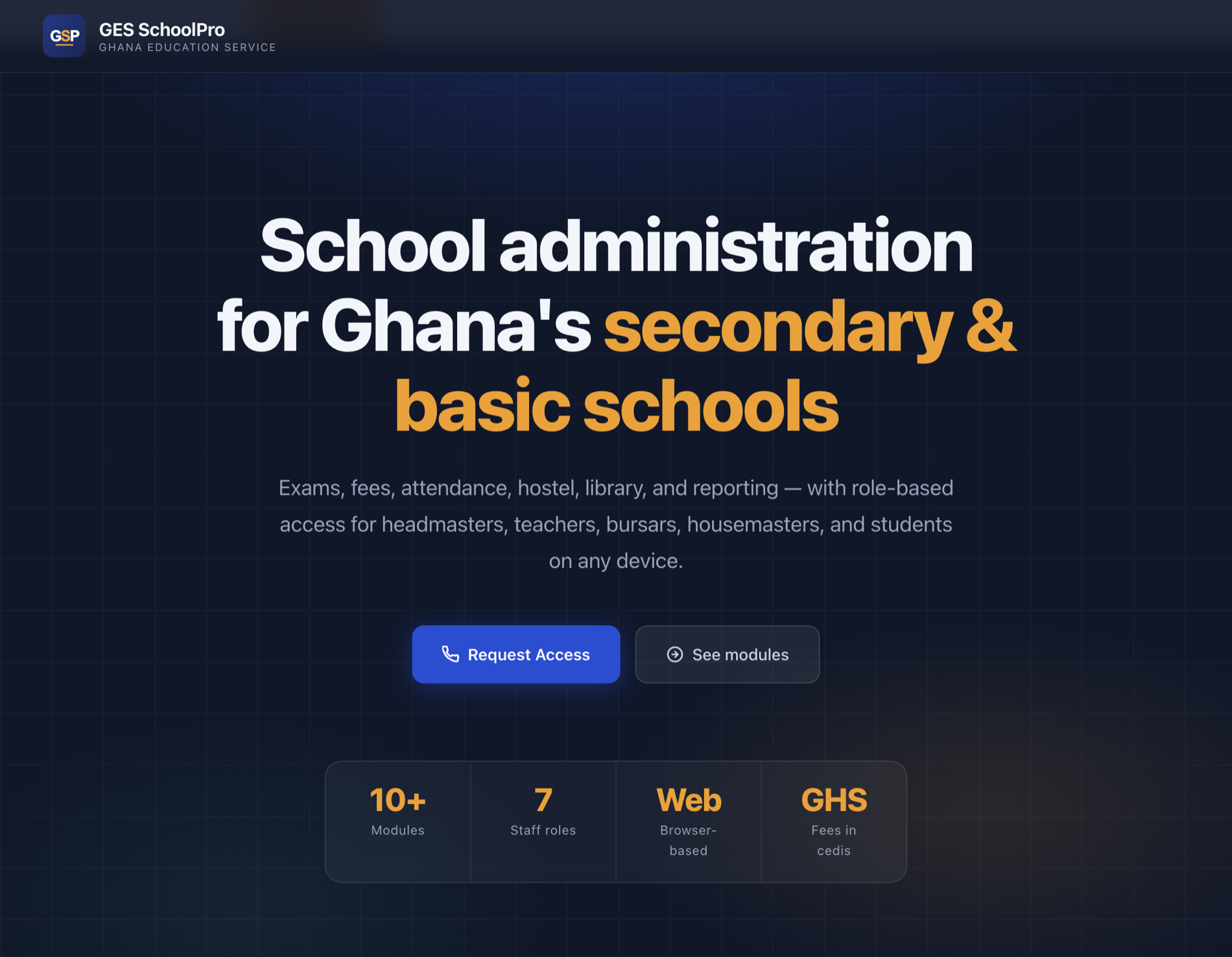 GES SchoolPro platform screenshot